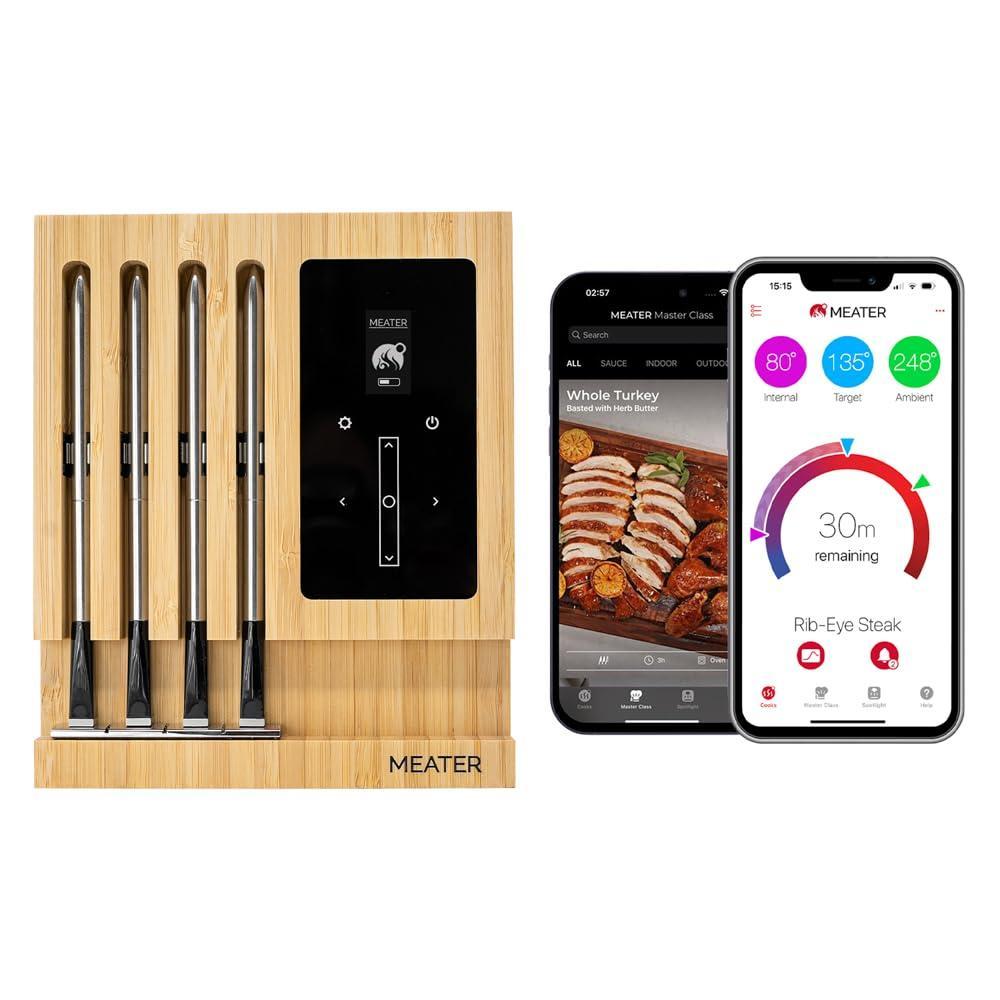 imageMEATER Block WiFi Smart Wireless Meat Thermometer  4 Probes Long Range  Perfect for BBQ Oven Grill Kitchen Smoker Air Fryer  Apple Watch Alexa Compatible  iOS ampamp Android App