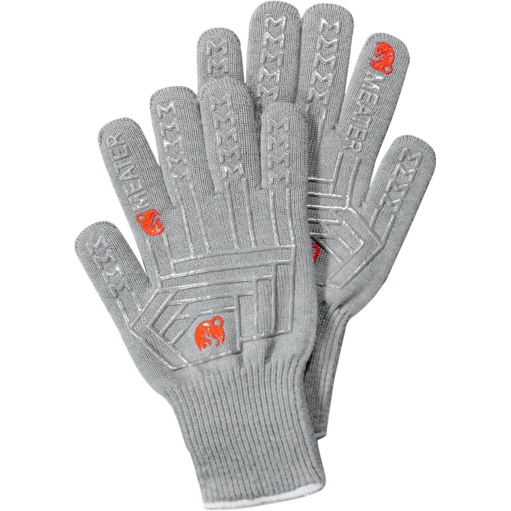 imageMEATER Cooking Gloves for Grill Smoker Oven and Baking  NonSlip HighTemperature Protection Extra Long Cuffs  Great GiftGray