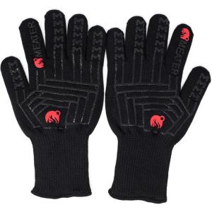 MEATER Cooking Gloves: for Grill, Smoker, Oven, and Baking | Non-Slip, High-Temperature Protection, Extra Long Cuffs | Great Gift(Black)