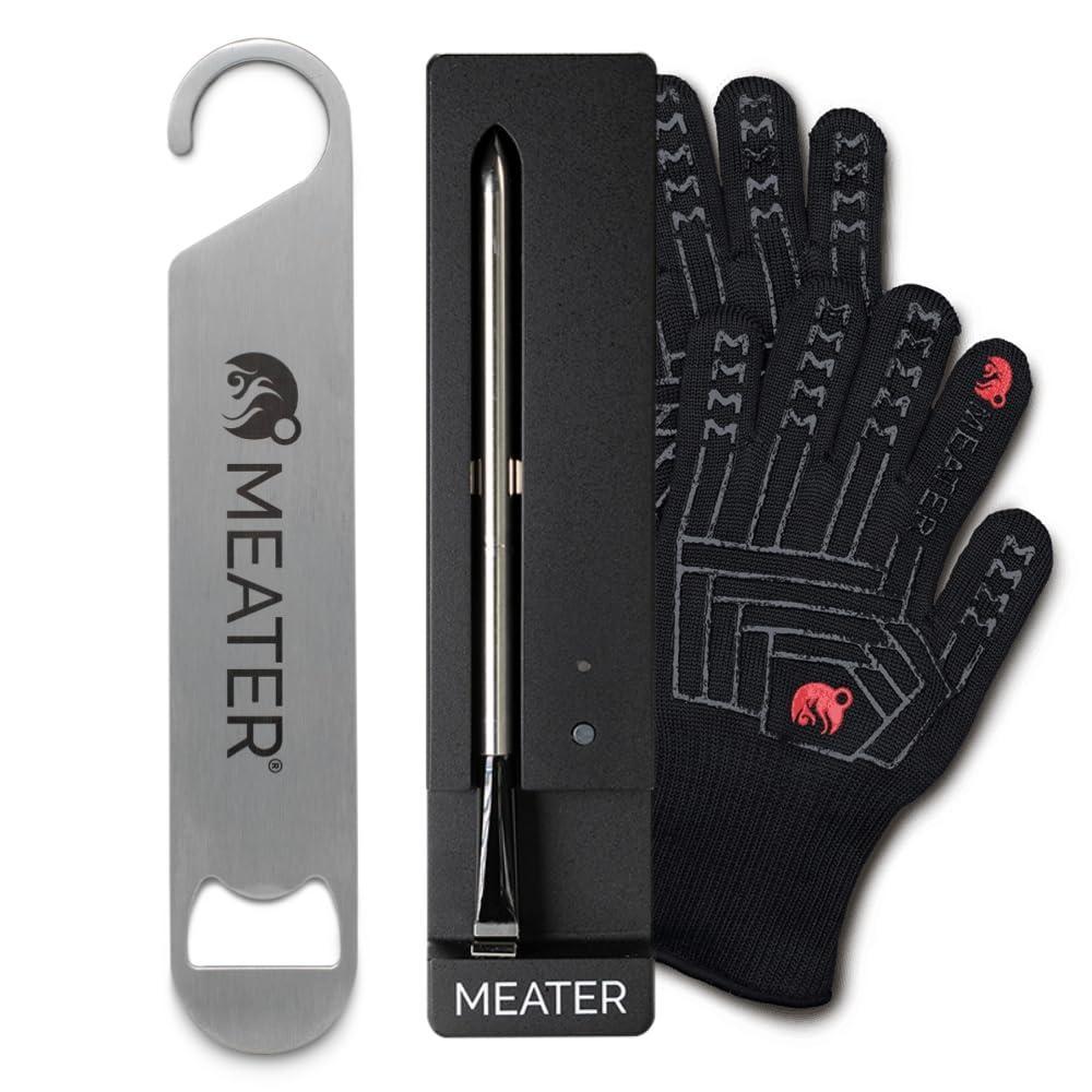 imageMEATER SE Bundle Smart Wireless Meat Thermometer for Everyday Cooking with HeatResistant Mitts ampamp Bar Blade Opener  Bluetooth Range for Oven Stovetop Air Fryer ampamp More  50 Recipes in App