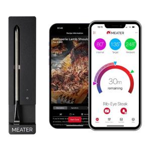 MEATER SE: Smart Bluetooth Meat Thermometer | Long-Range Wireless Probe for Oven, Grilling, Smoking, BBQ & Air Fryer | Dual Sensors & Guided Cook System | Black Charger(Black)