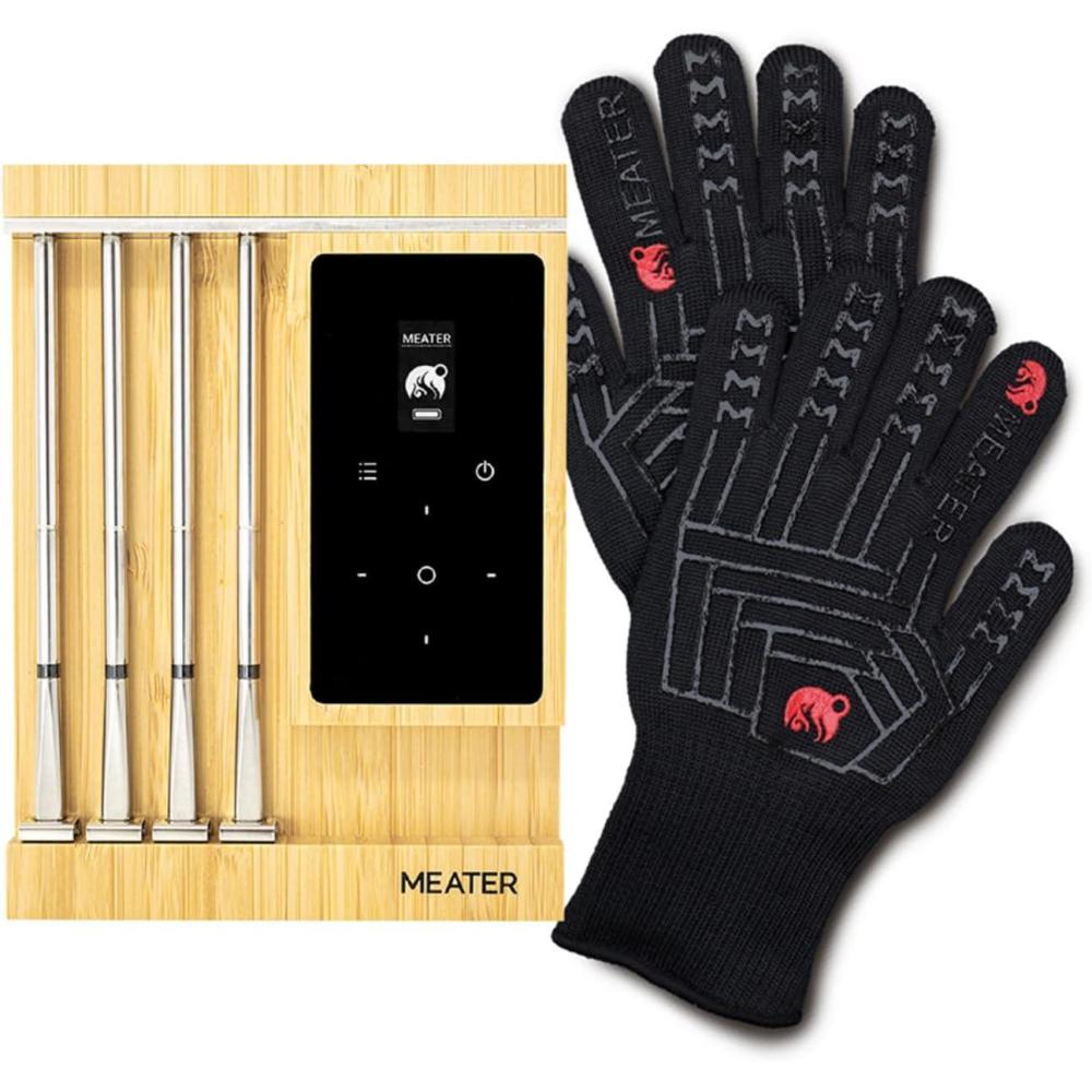 imageMEATER Pro XL and Mitts Bundle Smart Wireless Meat Thermometer with BBQOven Gloves  Bluetooth ampamp WiFi Range  Oven Grill Kitchen BBQ Smoker Rotisserie Gift Sous Vide