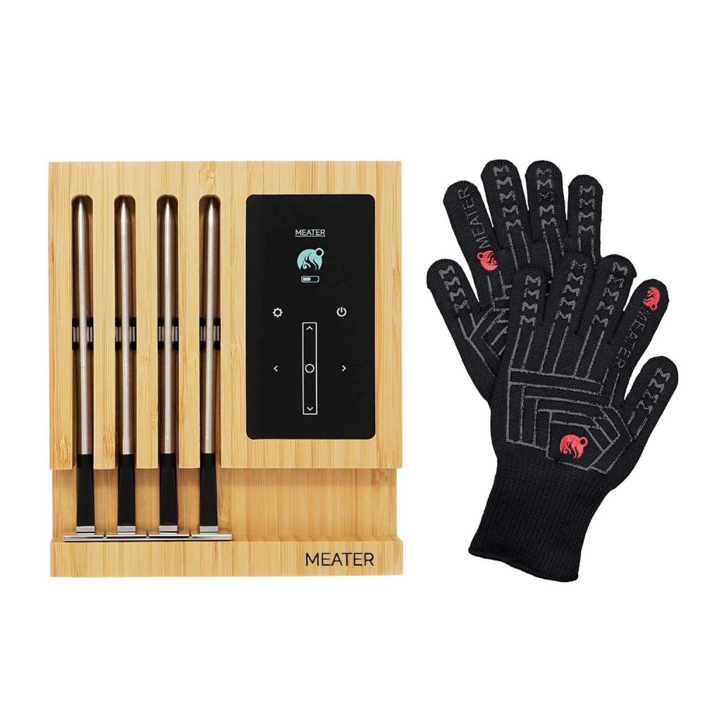 image:imageMEATER Block amp BBQ Mitts Bundle  Premium WiFi Smart Meat Thermometer with Heat Resistant Gloves  Bluetooth to WiFi Range Extension  for The Grill BBQ Smoker Rotisserie Oven