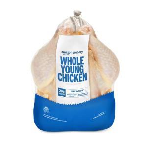 Amazon Grocery, Whole Chicken, Bone-In Skin-On, 100% Natural, Weight Varies