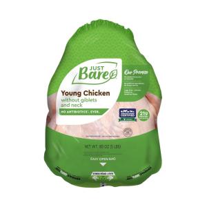 Just Bare Natural Fresh Whole Chicken | Antibiotic Free | Bone-In | Without Giblets & Neck | 5.0 LB(5 Pound)