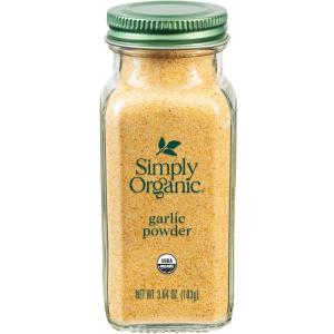 Simply Organic Garlic Powder, 3.64-Ounce Jar, Pure A-Grade Organic Garlic, Dried & Ground, Kosher, No ETO, Non GMO(3.64 Ounce (Pack of 1))