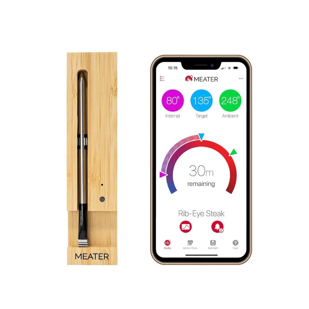image:imageMEATER  The Original True Wireless Smart Meat Thermometer for the Oven Grill Kitchen BBQ Smoker Rotisserie with Bluetooth and WiFi Digital Connectivity